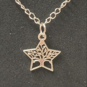 Silver Star Tree of Life Pendant Necklace